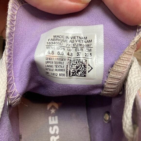 Converse All-Star Chuck Taylor Lilac Tie Dye High Top Sneakers - Picture 8 of 9